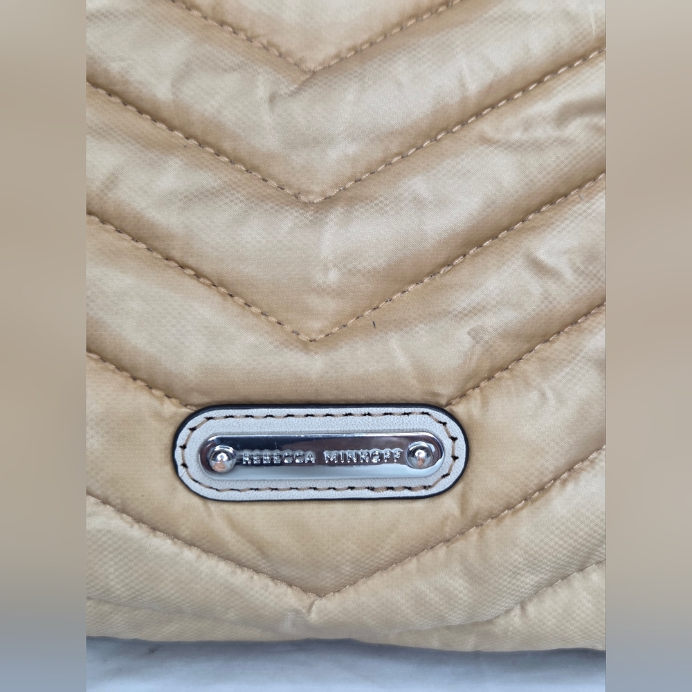 Rebecca Minkoff Elegant Nylon Beige Quilted Shoulder Bag - Picture 5 of 14